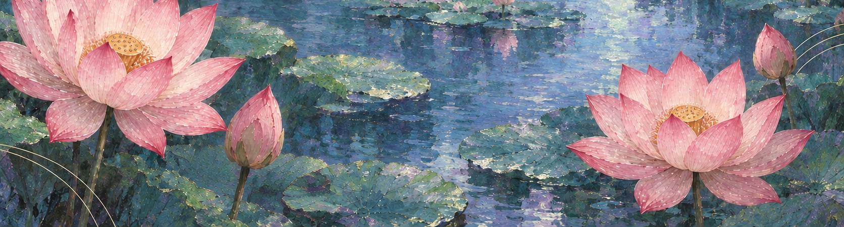 月明かりに照らされた水辺に咲く蓮の花
